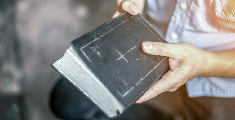 Person holding a Bible