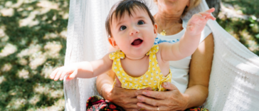 grandmother and granddaughter in hammock