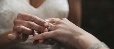 Cropped shot of two unrecognisable women exchanging rings on their wedding day.