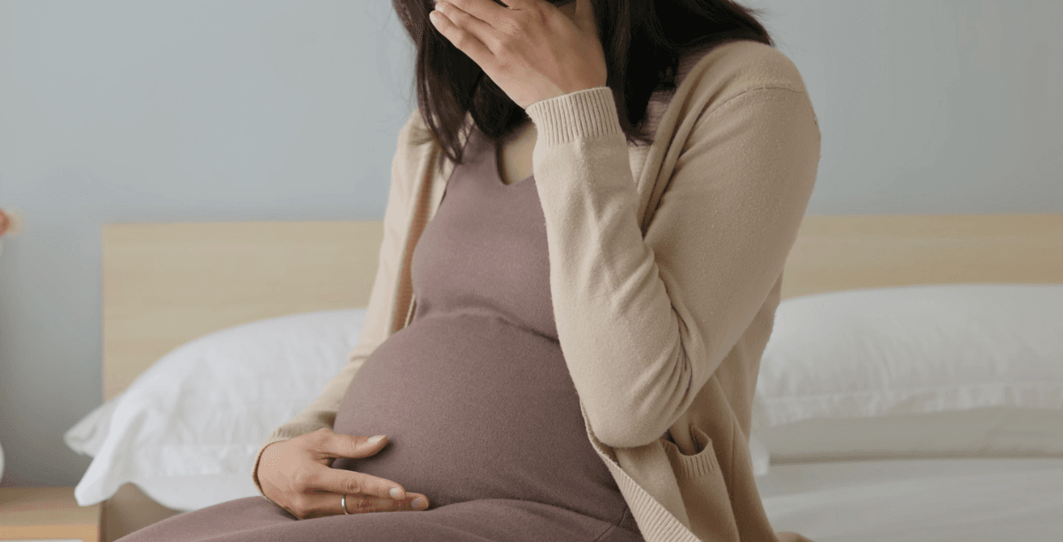 Upset pregnant woman