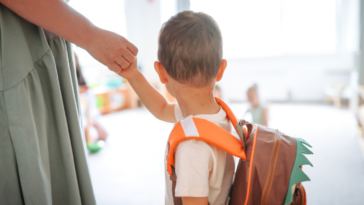 Young child going to preschool