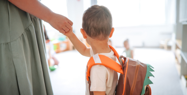 Young child going to preschool