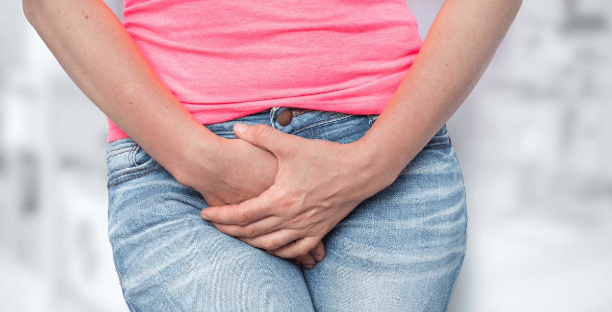 Woman covering herself