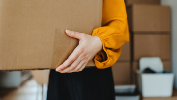 Woman with moving boxes