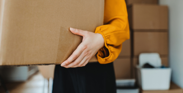 Woman with moving boxes