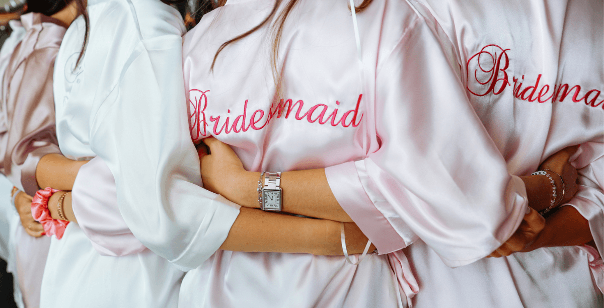 Bride and bridesmaids getting ready for wedding