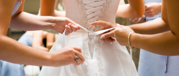Bride getting dressed