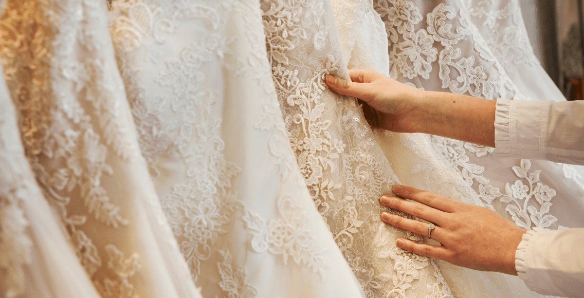 woman shopping for wedding dress