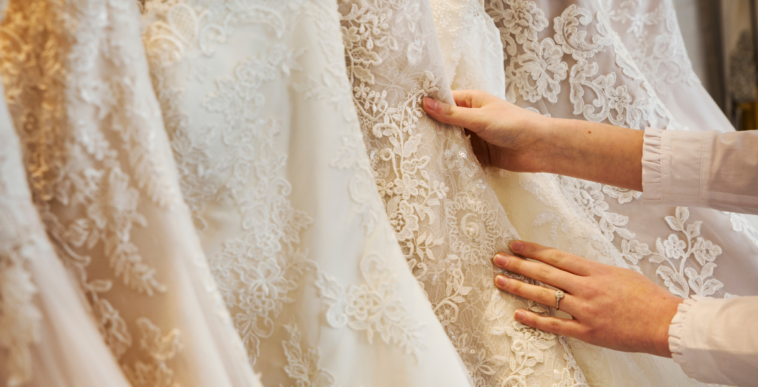 woman shopping for wedding dress